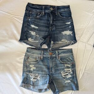 American Eagle Distressed Women’s Denim Shorts 2 pair- Blue